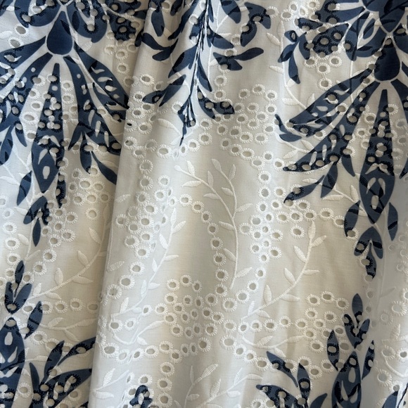 Ted Baker Print Eyelet Puff Sleeve Midi Dress Vintage Inspired Print Navy XL - Picture 4 of 12